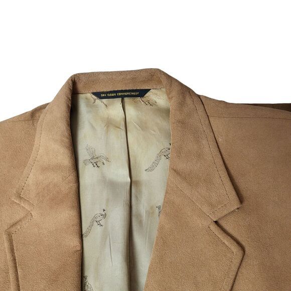 Kingsridge Men Size 40 Tan Suede Blazer Two Button Classic Sport Coat Vtg - Picture 5 of 11